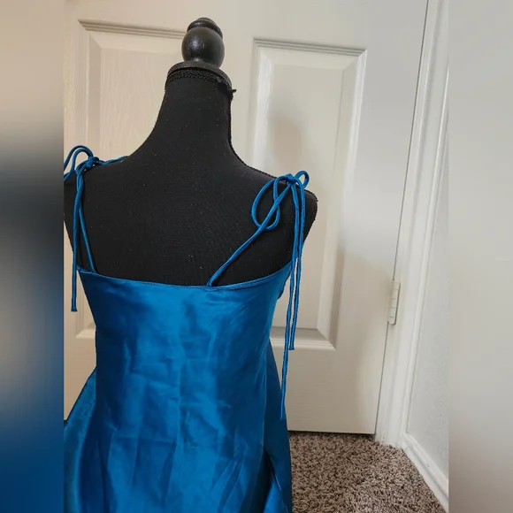 Victoria's Secret Blue Teal Satin Slip Mini Dress Chemise XS - Picture 6 of 11